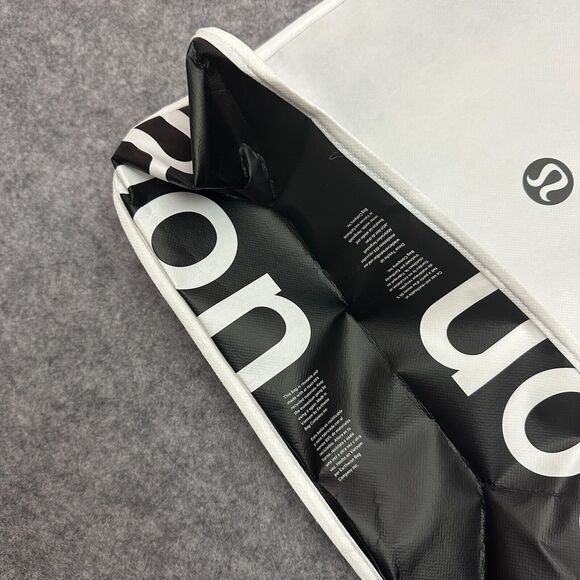 Lululemon Reusable Tote White Classic Shopping Bag Snap Closure Authentic - Picture 3 of 5